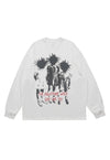 Punk cartoon t-shirt long sleeve tee grunge mohawk top black