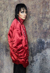 Gorpcore bomber jacket reflective utility varsity in red