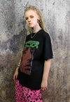 Raver t-shirt Cyber print trippy top grunge tee in black