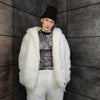 Faux fur luxury jacket handmade premium fleece jacket fluffy hooded coat in cream