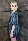 Snake print t-shirt handmade python tee punk top in blue