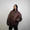 Hooded oversize bomber jacket brown baggy punk utility