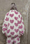 Heart fleece jacket handmade reversible love bomber in pink