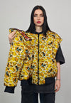 Giraffe print varsity jacket yellow reversible 4in1 bomber