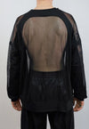 Sheer top transparent mesh jumper see-through long tee black