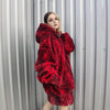 Luxury snake jacket faux fur python print bomber handmade fluffy catwalk fleece puffer premium grunge hooded coat in red black