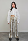 Snake print jeans white python print slim denim trousers