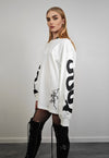 Snake t-shirt white python print long sleeve top grunge tee