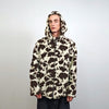 Fleece track jacket cow bomber detachable hood animal print tracksuit brown festival coat furry overcoat spot pattern pullover Dalmatian top