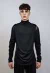 Mesh top black sheer turtleneck sweatshirt transparent top