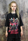 Horror t-shirt Y2K grunge tee retro film top acid black wash