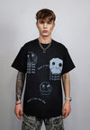 Sad t-shirt emoji print tee scribble graffiti top in black