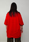 Ripped oversize t-shirt red double layer shredded grunge top