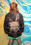 Teddy bear bomber Kanye jacket graffiti tie-dye coat brown