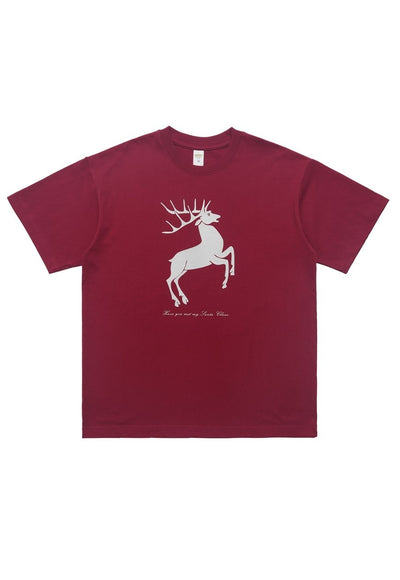 Christmas t-shirt deer print tee retro Christmas top black