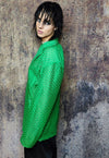 Transparent blazer see through mesh jacket check coat green