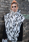 Gothic fleece bomber 2 in 1 detachable handmade zebra jacket