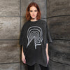 Ghost t-shirt human print top vintage wash jumper retro grunge tee gothic pullover in grey