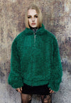 Faux fur bomber jacket fluffy aviator jacket soft coat green