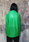 Transparent blazer see through mesh jacket check coat green