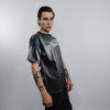 Silver t-shirt shiny metallic top going out thin tee luminous short sleeve jumper summer party shirt cyber punk pullover in grey