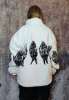 Bones fleece jacket faux fur grunge skeleton bomber in white