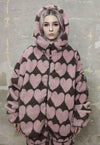 Heart fleece jacket handmade detachable love bomber in pink