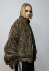 Faux fur bomber jacket fluffy aviator jacket soft coat brown