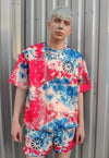 Tie-dye paisley t-shirt handmade emoji bandanna tee in red