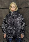 Reversible Spider web jacket handmade fleece bomber in black