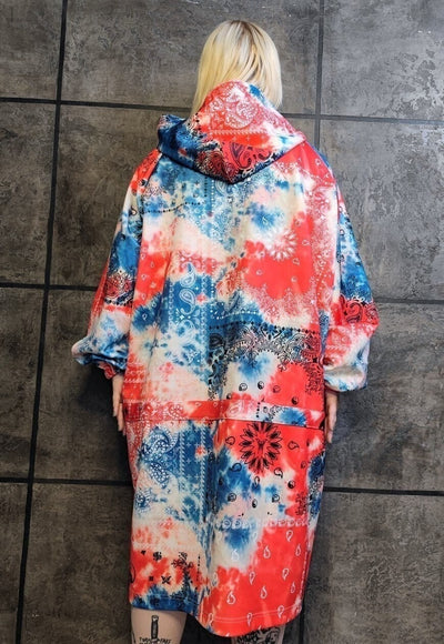 Tie-dye pastel jacket handmade paisley windbreaker in red