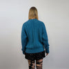 Fluffy blue sweater embellished luxury jumper long hair studded pullover going out top party sweat fancy dress knitted wedding blouse