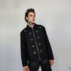 Utility jacket metal rings finish bomber grunge aviator gorpcore varsity zip up rocker coat in black