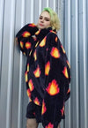 Flame fleece jacket hand made fire bolt track bomber black