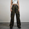 Leopard jeans combat trousers animal print cargo pocket pants unisex denim cheetah joggers glam rock trouser unisex grunge spot chinos green