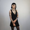 Button up sleeveless vest t-shirt Gothic tank top grunge crew neck tee rocker surfer vest in black