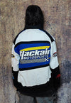 Motorcycle jacket multi patch padded racing bomber in blue