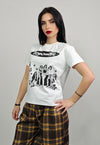 Pinup girls t-shirt retro 70s cartoon cropped tee in white