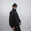 Utility bomber jacket striped puffer gorpcore coat techno varsity punk coat grunge jacket in black