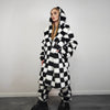 SKA check fur coat plaid long trench chequered gothic overcoat chess pattern bomber festival geometric jacket customizable geometric peacoat