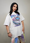 Mustang print t-shirt retro car top 60s vibe  tee in white