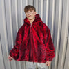 Luxury snake jacket faux fur python print bomber handmade fluffy catwalk fleece puffer premium grunge hooded coat in red black