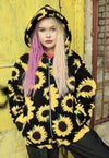 Sunflower fleece hoodie daisy print floral bomber jacket