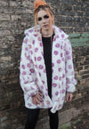 Floral fleece jacket handmade fauxfur daisy trench coat