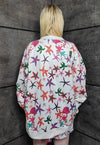 Sea life varsity jacket Ocean print bomber skater coat white