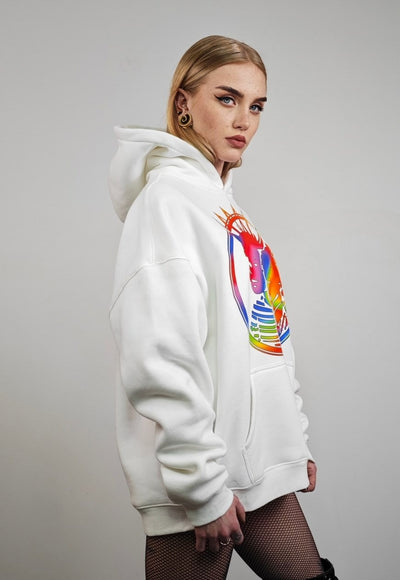 Gay punk hoodie rainbow spiky hair pullover mohawk jumper