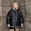 Bandanna bomber handmade detachable paisley puffer devil horn jacket cashew print coat two sided jacket in rainbow