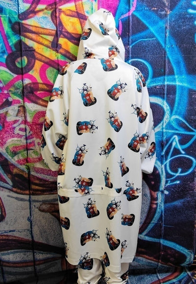 Teletubbies jacket handmade Alien print windbreaker in white