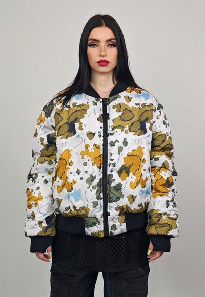 Forest print varsity jacket leaves reversible 4in1 bomber