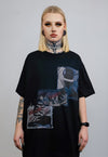 Bondage t-shirt S&M graffiti tee grunge paint top in black